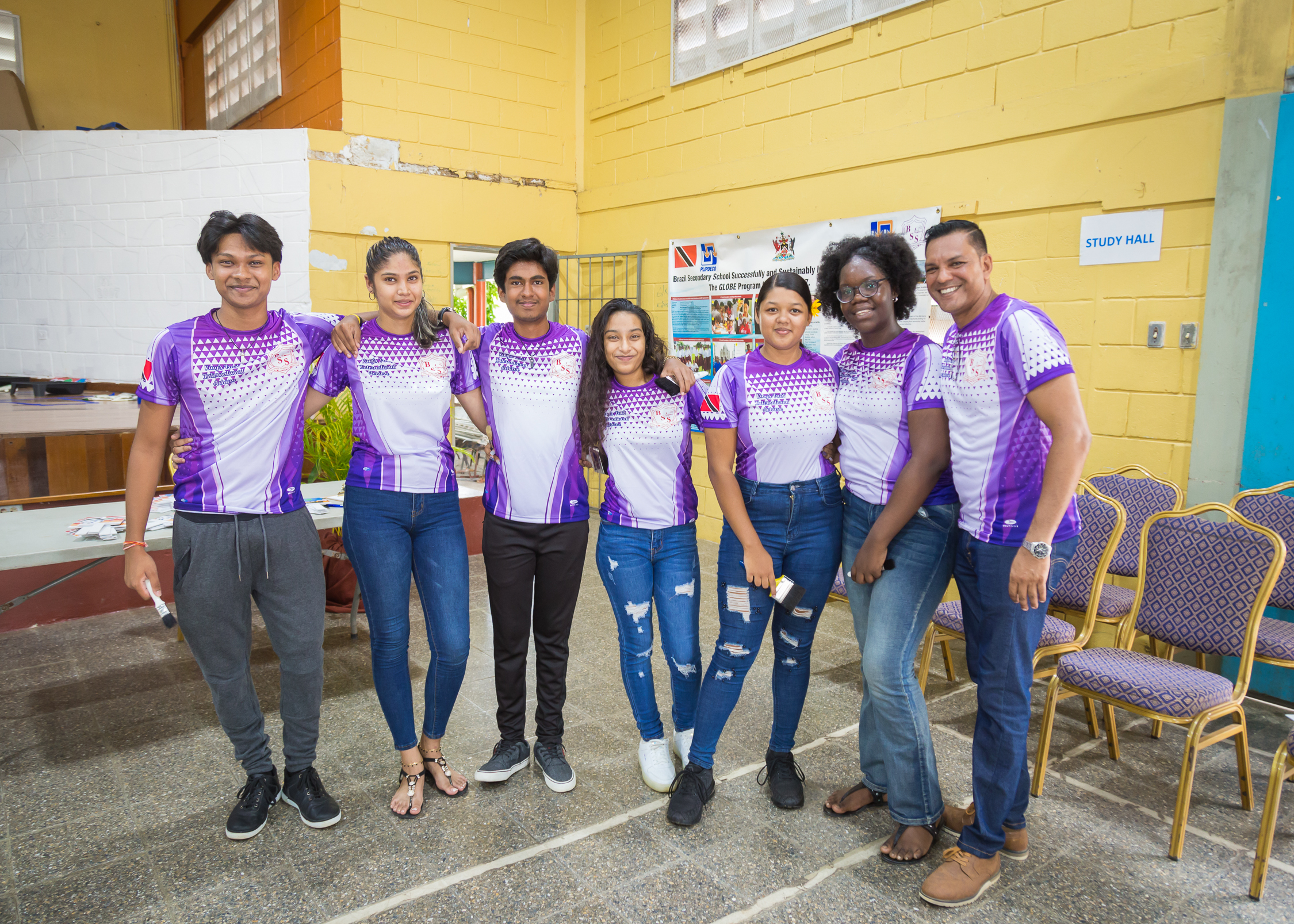 Young students and teacher of the Achieve programme in Trinidad and Tobago