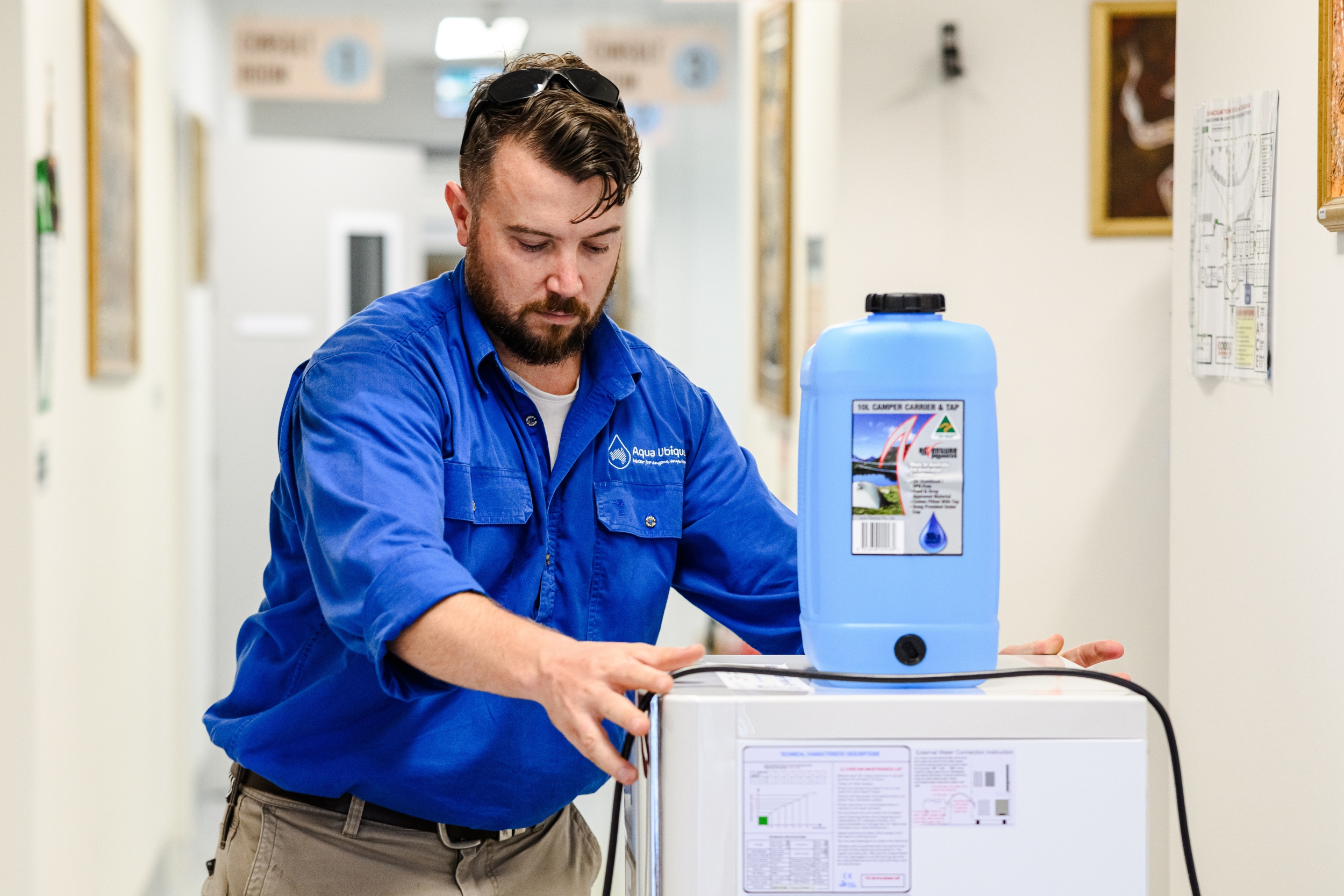 Shannon installing one of his onsite water generators